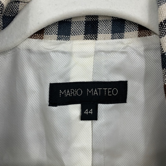 Mario Matteo Linen Check Blazer Sz M - Picture 9 of 15